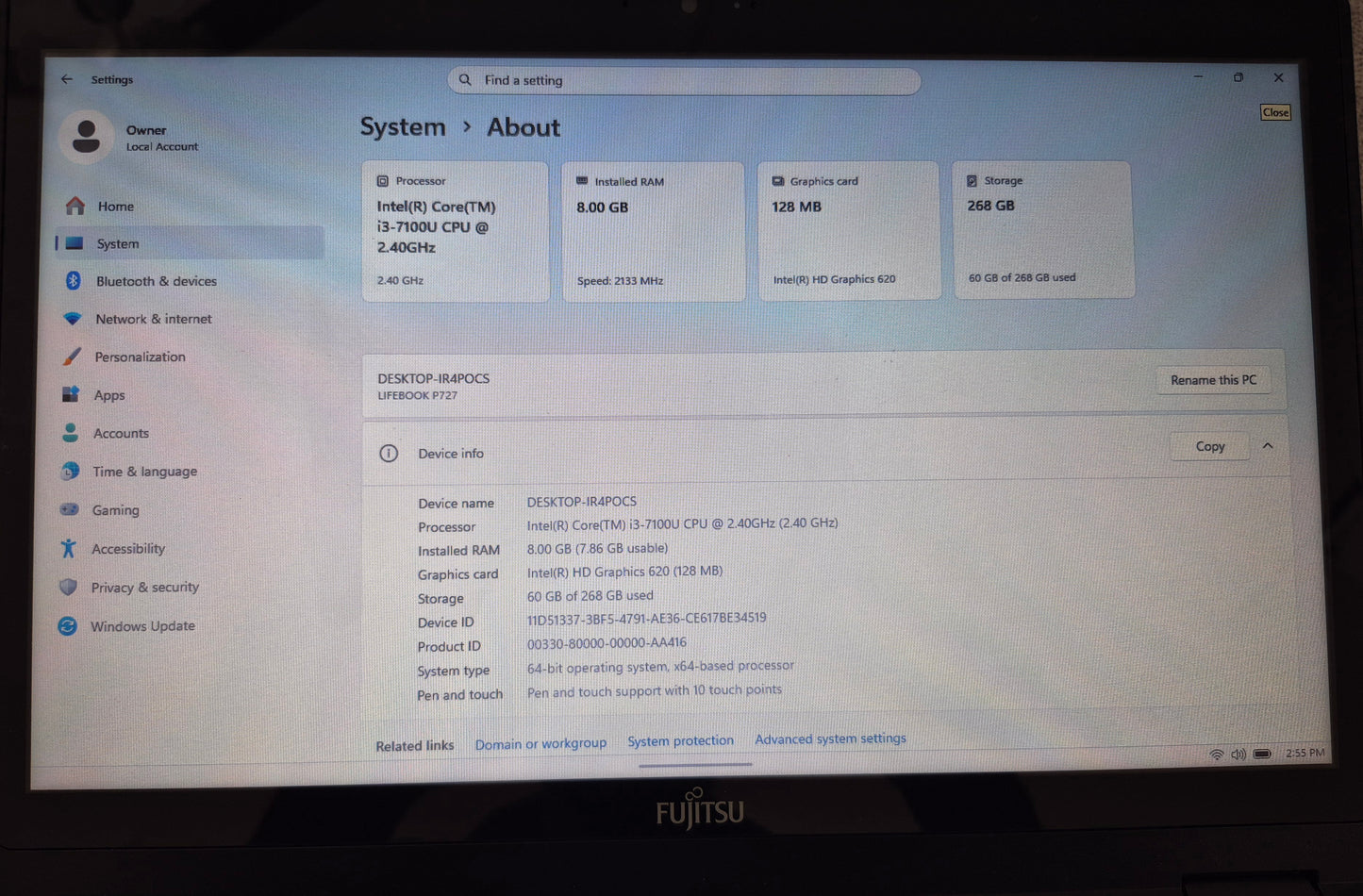 Fujitsu Laptop touch screen ( Used )