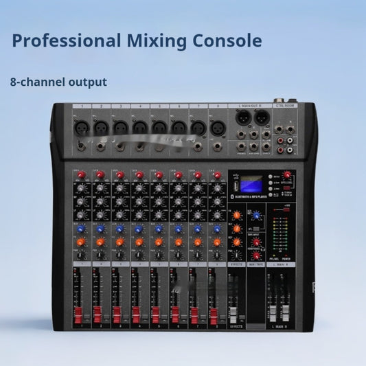 CT8 Professional 8-Way Mixer USB with Bluetooth Monitor DJ Console Audio Mixer